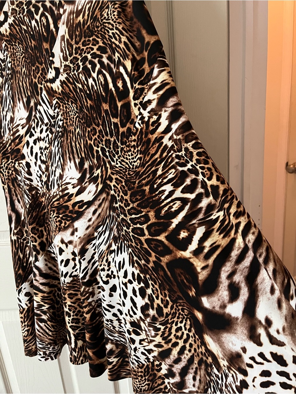 High-Low Leopard Print Women's Dress in Brown